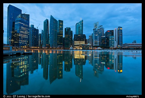 Central Business District (CBD) skyline, twilight. Singapore