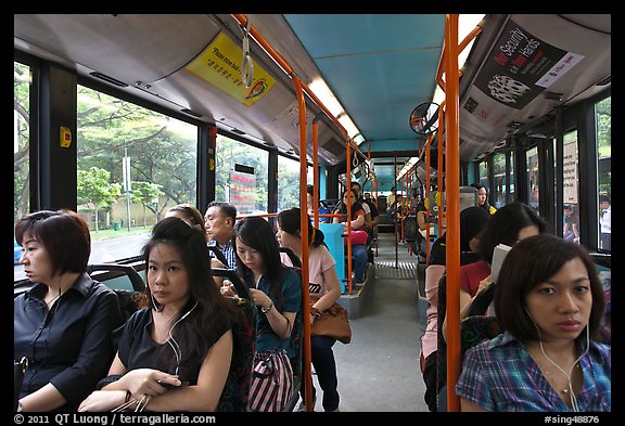 Riding a bus. Singapore