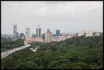 Forested park and high-rise towers. Singapore (color)