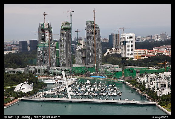 Marina and towers under construction. Singapore (color)