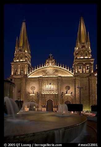 Cathedral by night. Guadalajara, Jalisco, Mexico