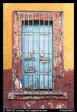 Window and multicolored wall. Guadalajara, Jalisco, Mexico