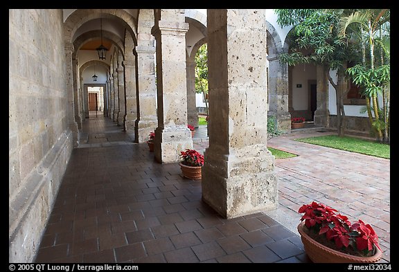 Corridor and small courtyard inside Hospicios de Cabanas. Guadalajara, Jalisco, Mexico