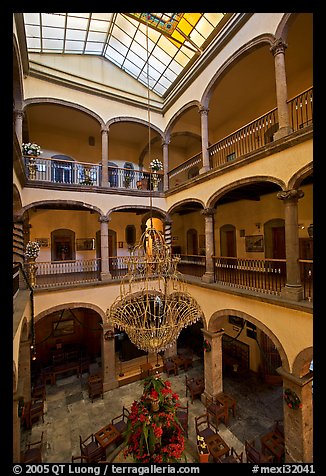 Interior of four-century old Hotel Frances. Guadalajara, Jalisco, Mexico (color)