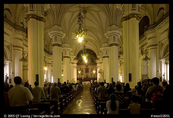 Evening mass in the Cathedral. Guadalajara, Jalisco, Mexico (color)