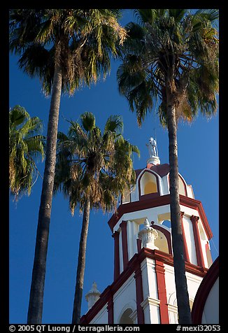 Church and palm trees, Tlaquepaque. Jalisco, Mexico (color)