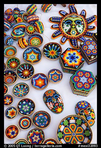 Huichol Indian crafts, Tlaquepaque. Jalisco, Mexico (color)