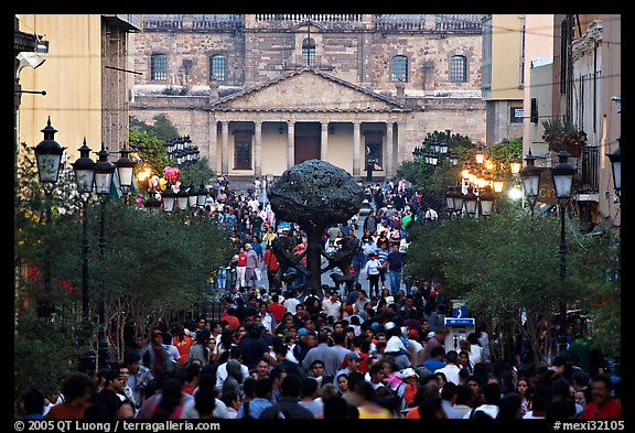 Crowds on Plaza Tapatia. Guadalajara, Jalisco, Mexico