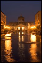 Plaza Tapatia at night with Hospicio Cabanas reflected in basin. Guadalajara, Jalisco, Mexico ( color)