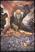 Portrait of Miguel Hidalgo painted by muralist Jose Clemente Orozco in the Government Palace. Guadalajara, Jalisco, Mexico
