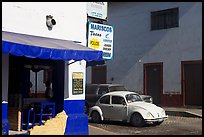 Restaurant at a street corner and Mexico made Wolskwagen bug, Puerto Vallarta, Jalisco. Jalisco, Mexico