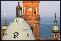 Templo de Guadalupe Cathedral and ocean, early morning, Puerto Vallarta, Jalisco. Jalisco, Mexico