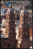 Twin towers of the Cathedral in Churrigueresque style. Zacatecas, Mexico (color)