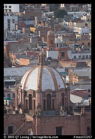 Dome of the Cathedral and rooftops. Zacatecas, Mexico (color)