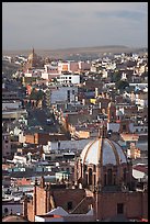 Dome of the Cathedral with Temple of Fatina in the background. Zacatecas, Mexico (color)