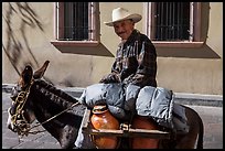 Man riding a donkey. Zacatecas, Mexico ( color)