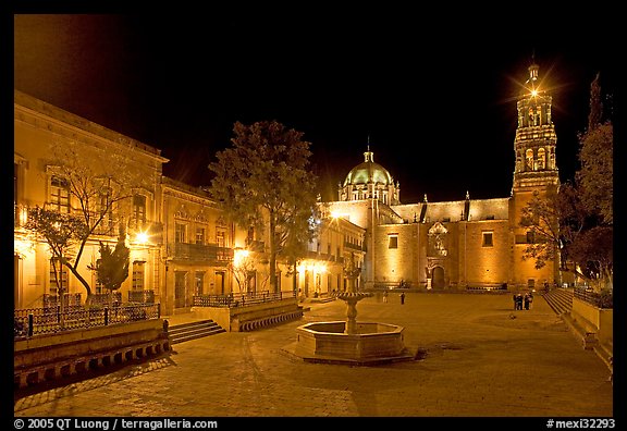 Square of Arms at night. Zacatecas, Mexico (color)