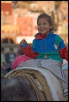 Girl riding a donkey. Guanajuato, Mexico ( color)