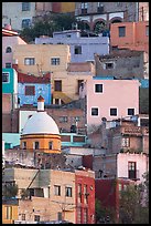 Houses painted with bright colors on a steep hillside. Guanajuato, Mexico ( color)