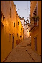 Steep callejone at dusk. Guanajuato, Mexico (color)