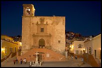 Plaza and church San Roque at night. Guanajuato, Mexico (color)