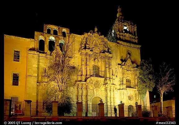 Templo de la Compania de Jesus at night. Guanajuato, Mexico