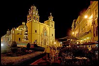 Plaza de la Paz and Basilica de Nuestra Senora de Guanajuato by night. Guanajuato, Mexico