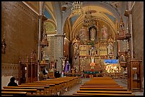 Church nave with decorated altar. Guanajuato, Mexico