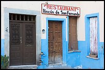 Closed doors of restaurant  Plazuela San Fernando. Guanajuato, Mexico