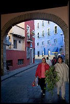 Women walking in a tunnel. Guanajuato, Mexico