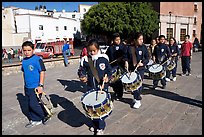 Schoolchildren in a marching band. Guanajuato, Mexico (color)