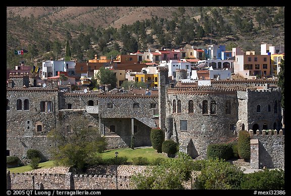 Castle and colorful houses. Guanajuato, Mexico (color)
