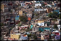 Brligly painted houses on hillside. Guanajuato, Mexico