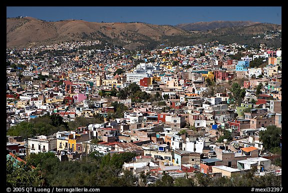 Panoramic view of the city, mid-day. Guanajuato, Mexico (color)