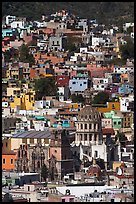 City center from above  with dome of Templo de la Compania de Jesus. Guanajuato, Mexico ( color)