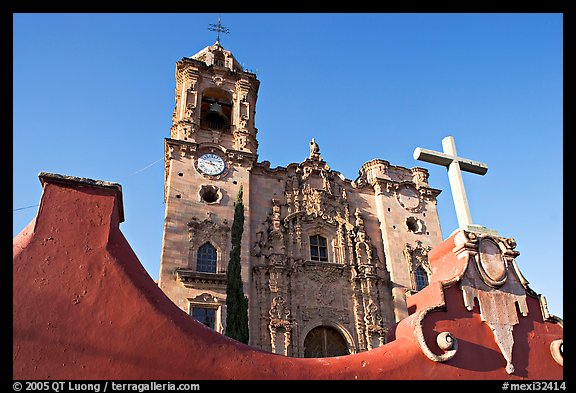 Facade of La Valenciana church, late afternoon. Guanajuato, Mexico