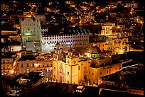 Basilic and University seen from above at night. Guanajuato, Mexico ( color)