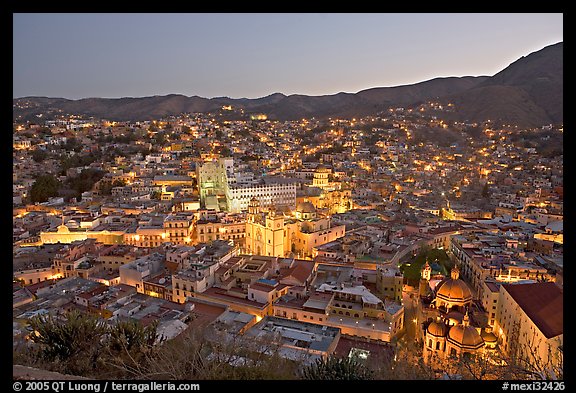 Panoramic view of the historic town at dawn. Guanajuato, Mexico (color)
