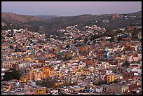Panoramic view of the historic town and surrounding hills at dawn. Guanajuato, Mexico ( color)