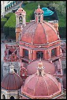 Roofs and domes of Church of San Diego seen from above. Guanajuato, Mexico