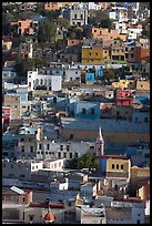 Houses built on steep hill,  early morning. Guanajuato, Mexico (color)