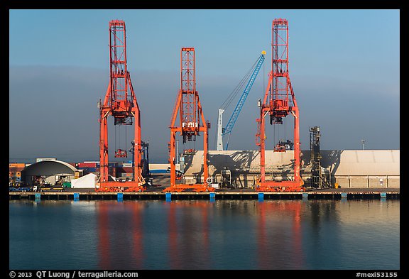 Cranes in port, Ensenada. Baja California, Mexico (color)