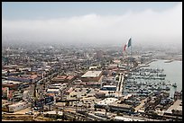 View of downtown and harbor from above, Ensenada. Baja California, Mexico (color)