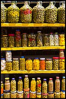 Jars of preserved pickles. Baja California, Mexico ( color)
