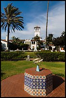 Patio gardens festooned with hand-painted tiles, Riviera Del Pacifico, Ensenada. Baja California, Mexico ( color)