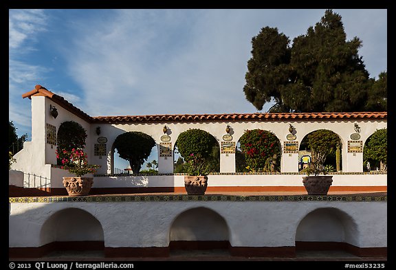 Courtyard arches, Riviera Del Pacifico, Ensenada. Baja California, Mexico (color)