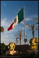 Plaza Civica with giant busts of Mexican heroes, Ensenada. Baja California, Mexico (color)