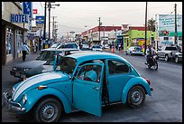 Street and Wolswagen bug, Ensenada. Baja California, Mexico ( color)