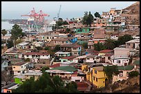 Houses on hillside above harbor, Ensenada. Baja California, Mexico (color)