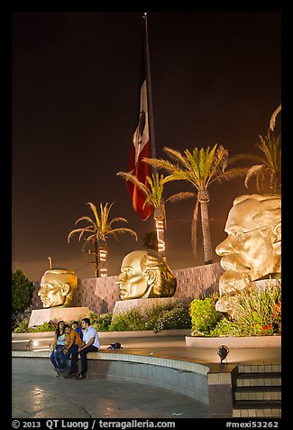 Family at Three Heads Park at night, Ensenada. Baja California, Mexico